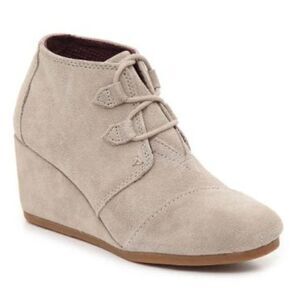 Toms Women's Kala Suede Wedge Ankle Bootie Lace Up Booties Taupe Tan Size‎ 10